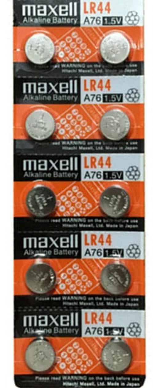 Maxell LR44 - A76 Alkaline Button Battery 1.5V - 10 Pack