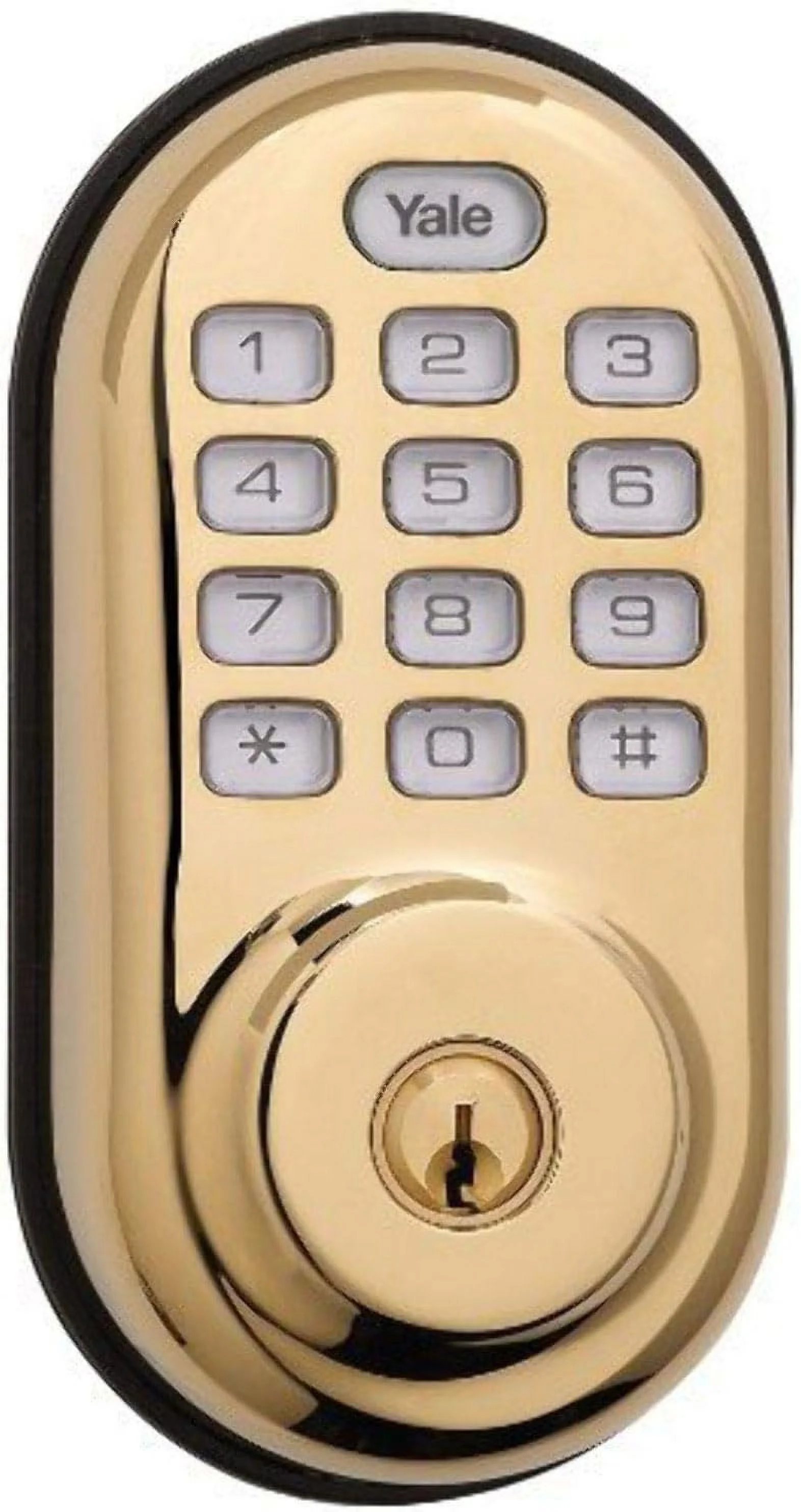 Pre-Owned Yale Security Electronic Push Button Deadbolt - Polished Brass/ Gold (Fair)