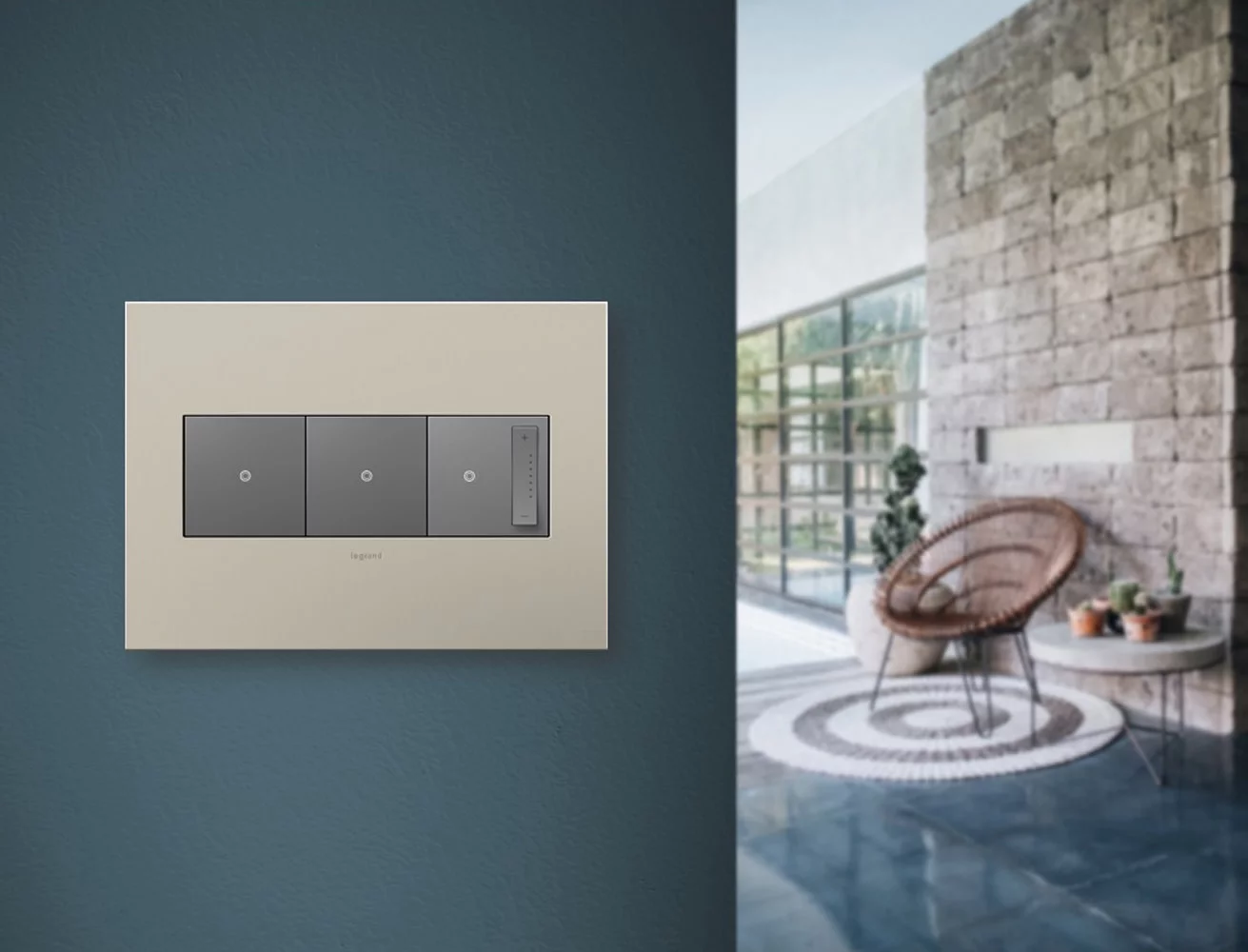 Legrand Awc3g4 Adorne Cast Metal 3-Gang Light Switch / Outlet Cover - Brass