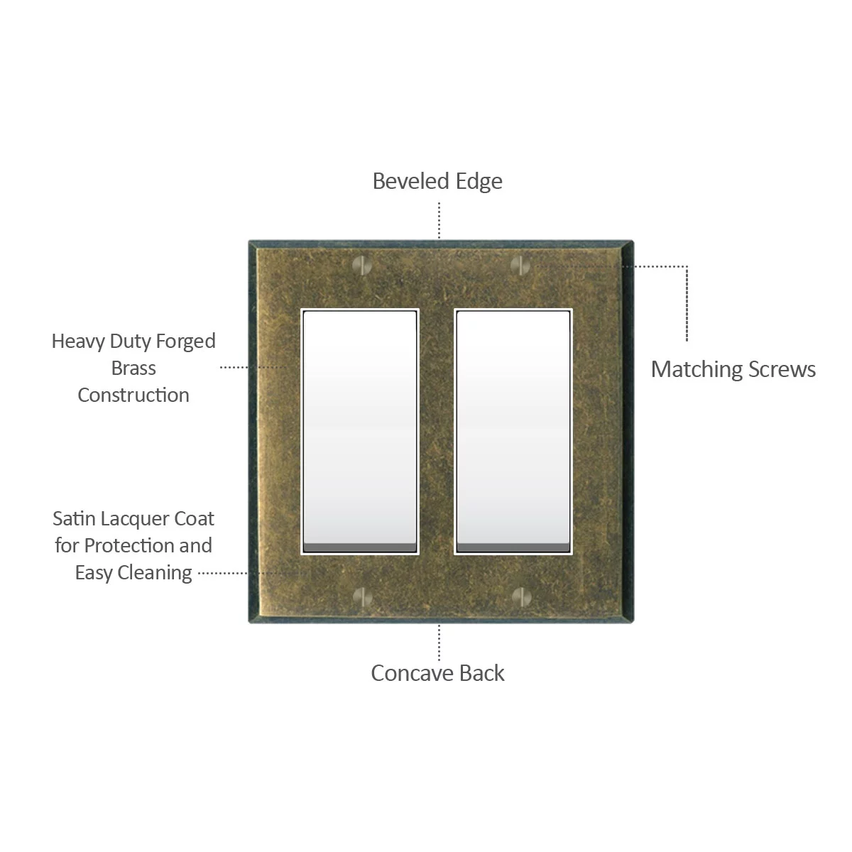 Switch Hits Dark Mottled Antique Brass - Single Toggle Switch Plates