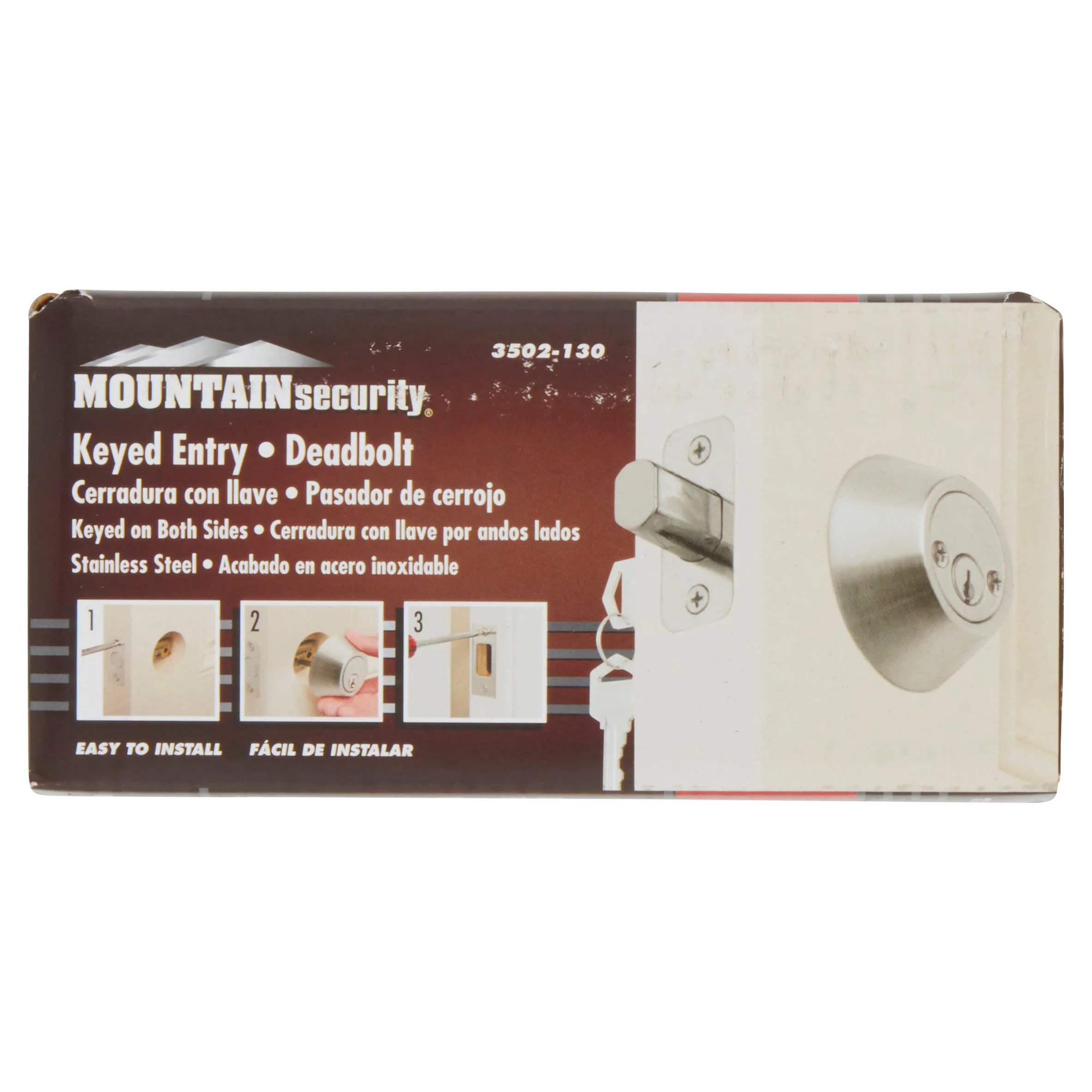 Mountain Security Double Cylinder Deadbolt, Stainless Steel Finish
