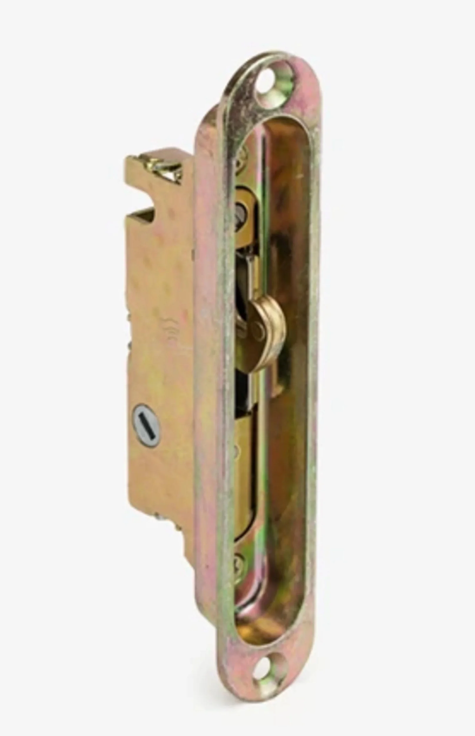 Sliding Door Mortise Lock and Trim Plate Keeper | 1 Wide With 5-1/4 Screw Holes With 45 Degree Keyway | Mortise Lock Latch Replacement Patio Glass Screen Door (DL-702)