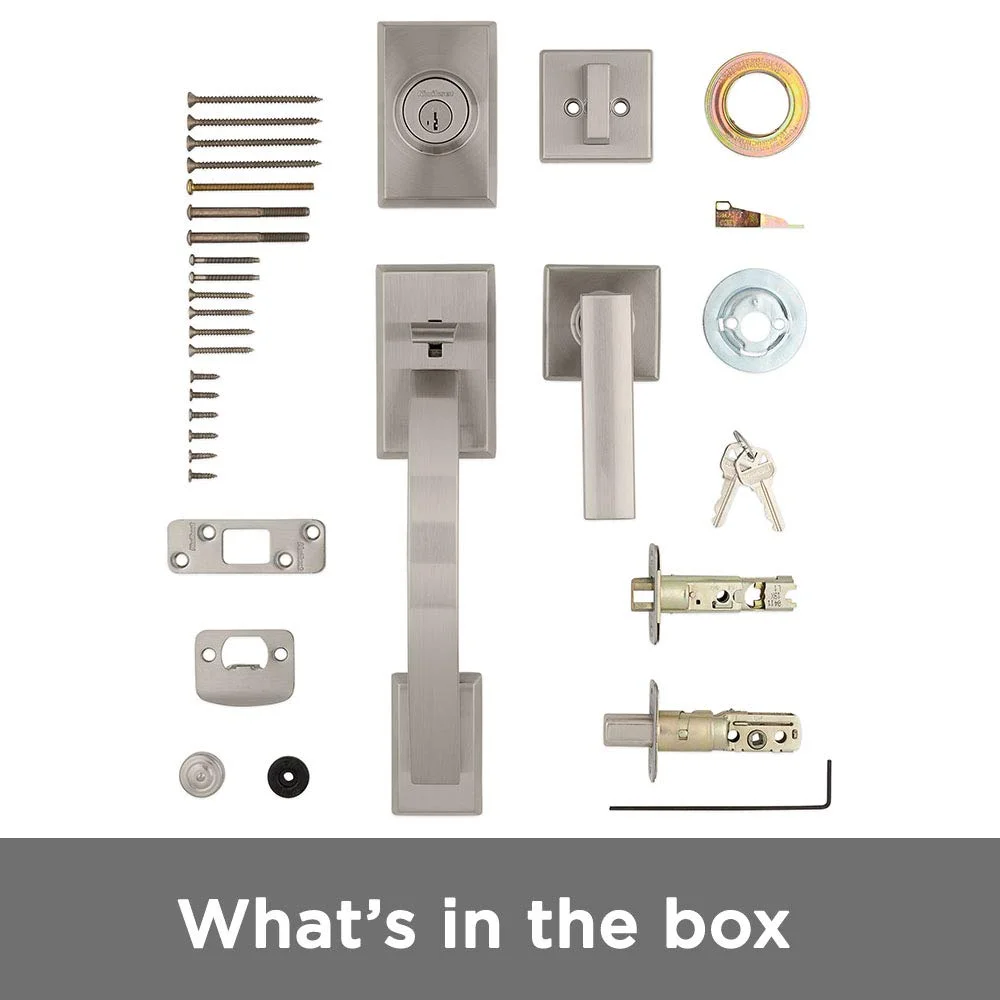 Kwikset Tavaris Single Cylinder Handleset w/Vedani Lever featuring SmartKey? in Satin Chrome