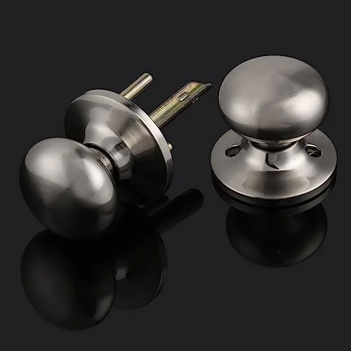 Interior Door Knobs Brushed Nickel, Passage Door Knobs, Closet Door Handle Knobs, Keyless Door Knobs, Flat Ball Shape Door Knobs, 5 Pack
