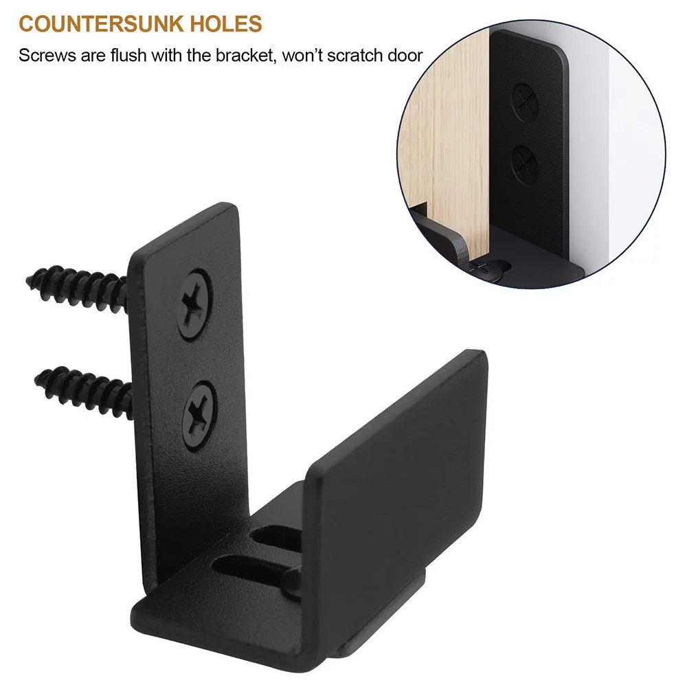 Wall Mount Adjustable Floor Guide Matte Carbon Steel Sliding Barn Door Hardware