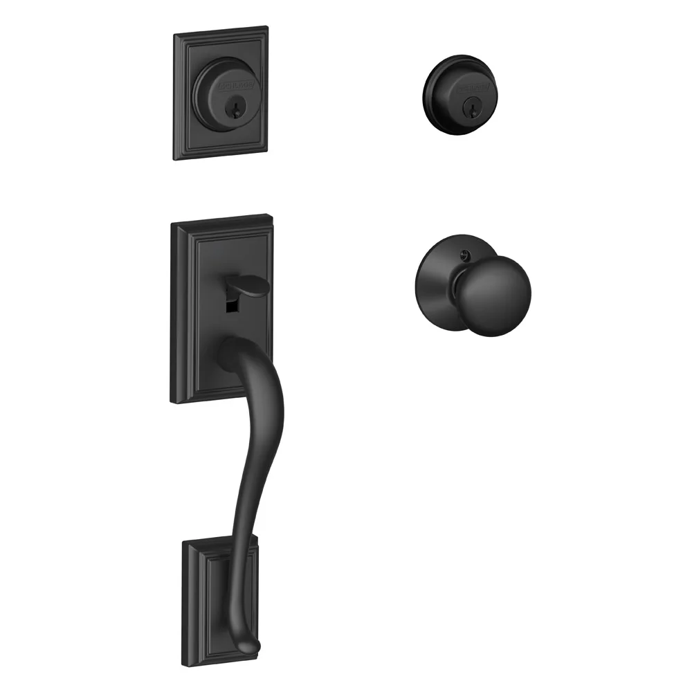 Schlage F62-Add-Ply Double Cylinder Addison Handleset - Black