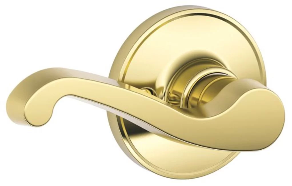 Schlage J Dexter by Schlage Bright Brass Left-Handed Dummy Door Lever