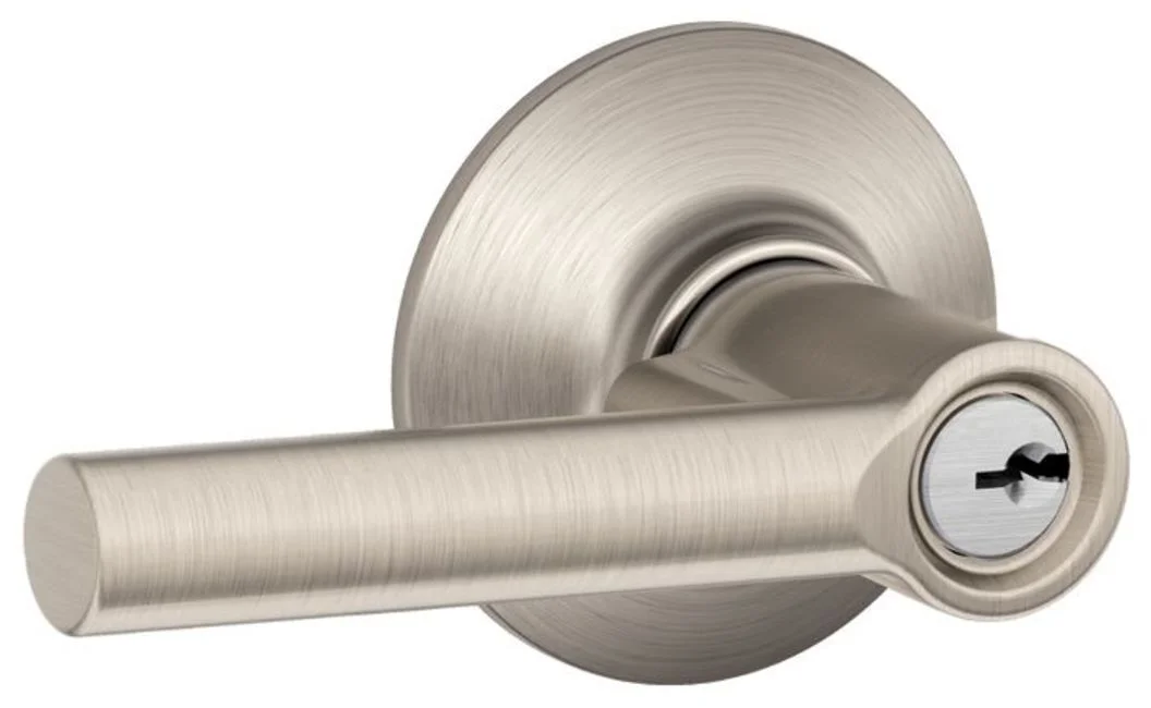 Schlage F80-Brw Broadway Single Cylinder Keyed Entry Storeroom Door Lever Set - Nickel
