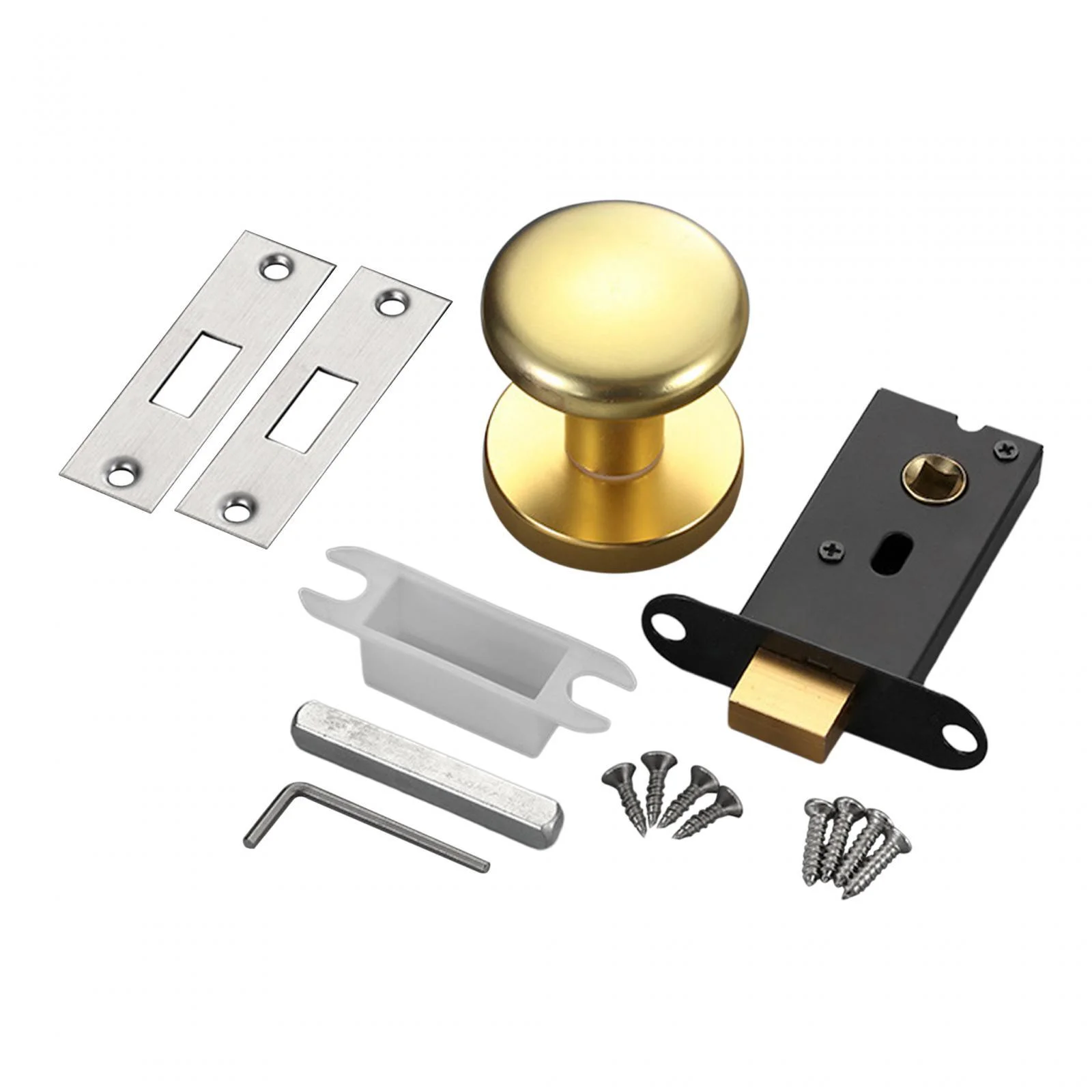 Baoblaze Indoor Passage Keyless Door Knob, Zinc Alloy Single Sided Indoor Door Knob, Lock Gold