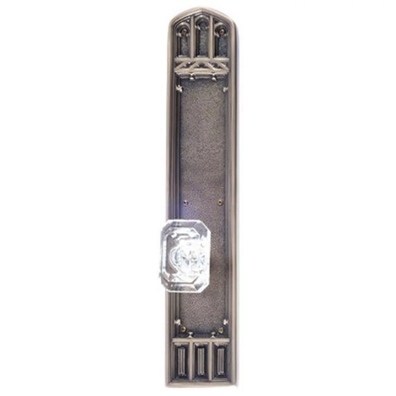 Brass Accents D04-K584G-AND-609 Oxford 18 in. Plate Set with Knobs - Privacy 2.38 in. Backset, Antique Brass Finish