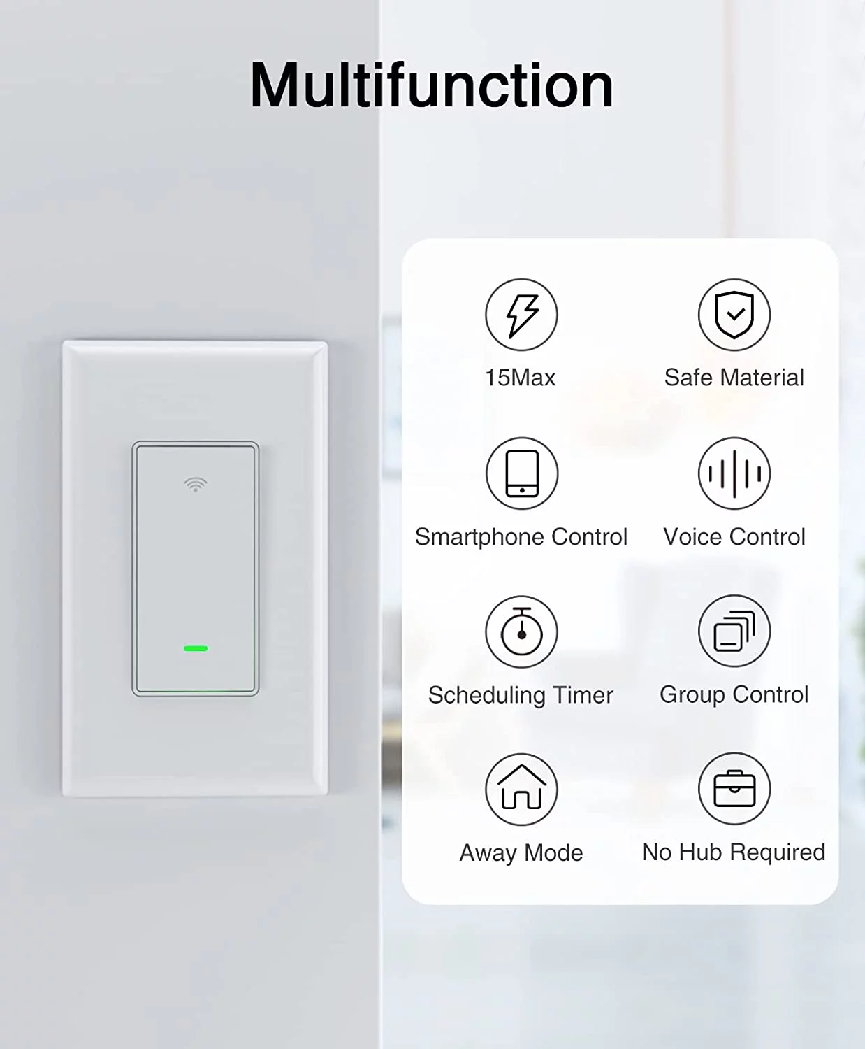 Smart Switch, 2.4Ghz Wi-Fi Smart Switch Compatible with Alexa, Google Assistant,Needs Neutral Wire,Single-Pole,UL Certified,Remote Control,Schedule, No Hub Required, (2 Pack)