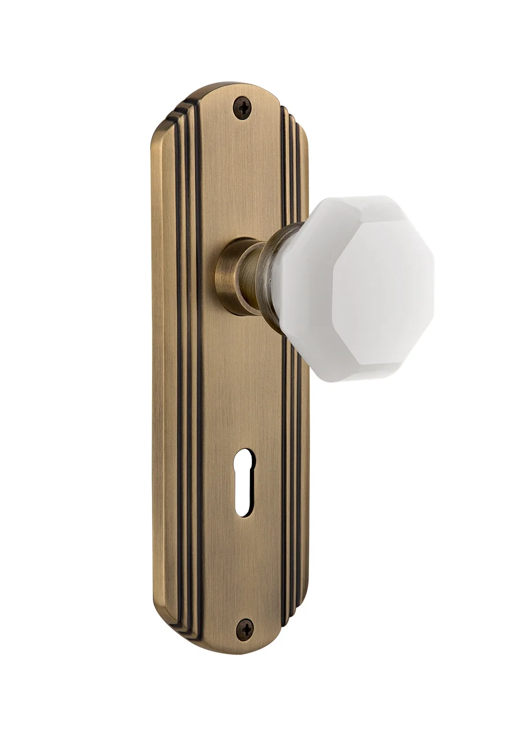 Nostalgic Warehouse Decwaw_Psg_238_Kh Deco Solid Brass Rose Passage Door Knob Set - Brass