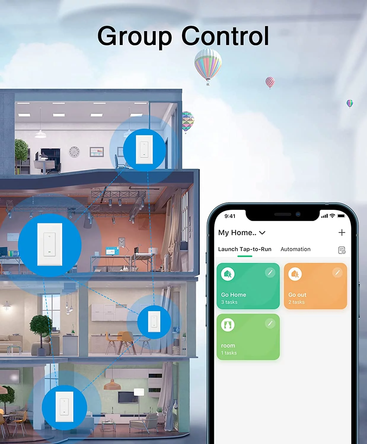 Smart Switch, 2.4Ghz Wi-Fi Smart Switch Compatible with Alexa, Google Assistant,Needs Neutral Wire,Single-Pole,UL Certified,Remote Control,Schedule, No Hub Required, (2 Pack)