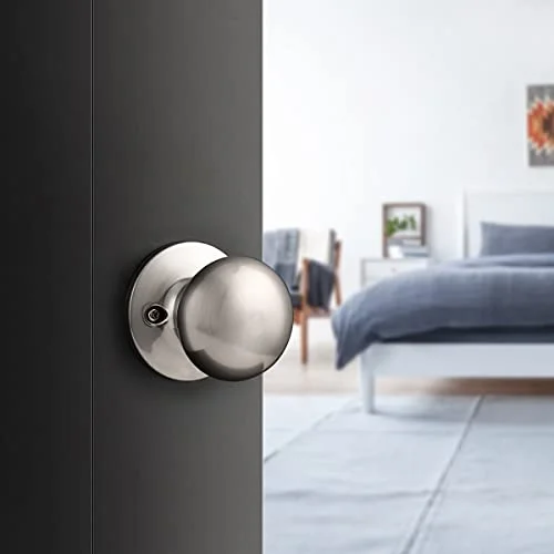 Interior Door Knobs Brushed Nickel, Passage Door Knobs, Closet Door Handle Knobs, Keyless Door Knobs, Flat Ball Shape Door Knobs, 5 Pack