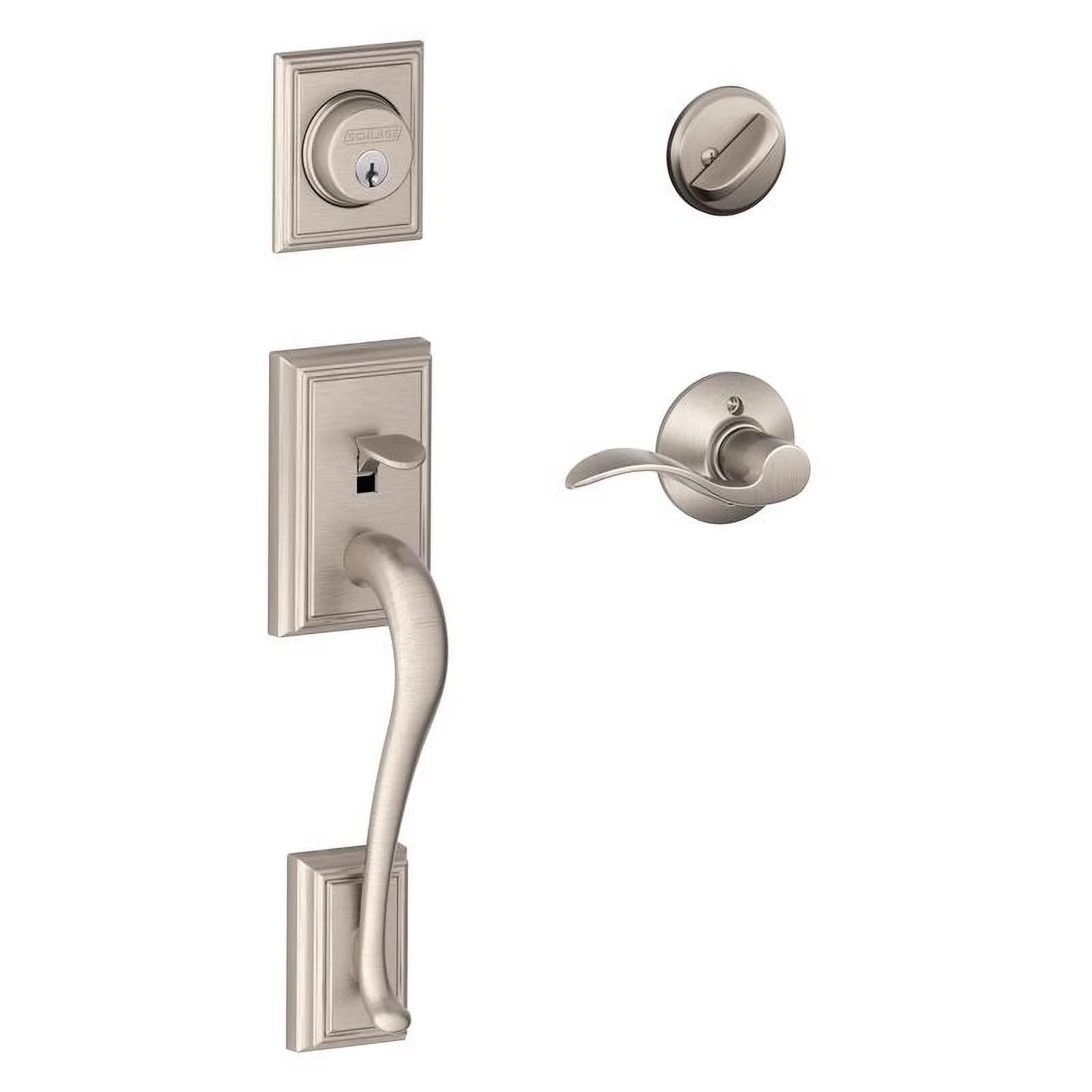 Schlage F Series F60VADDXACC619 Handleset, Keyed Key, 1 Grade, Satin Nickel