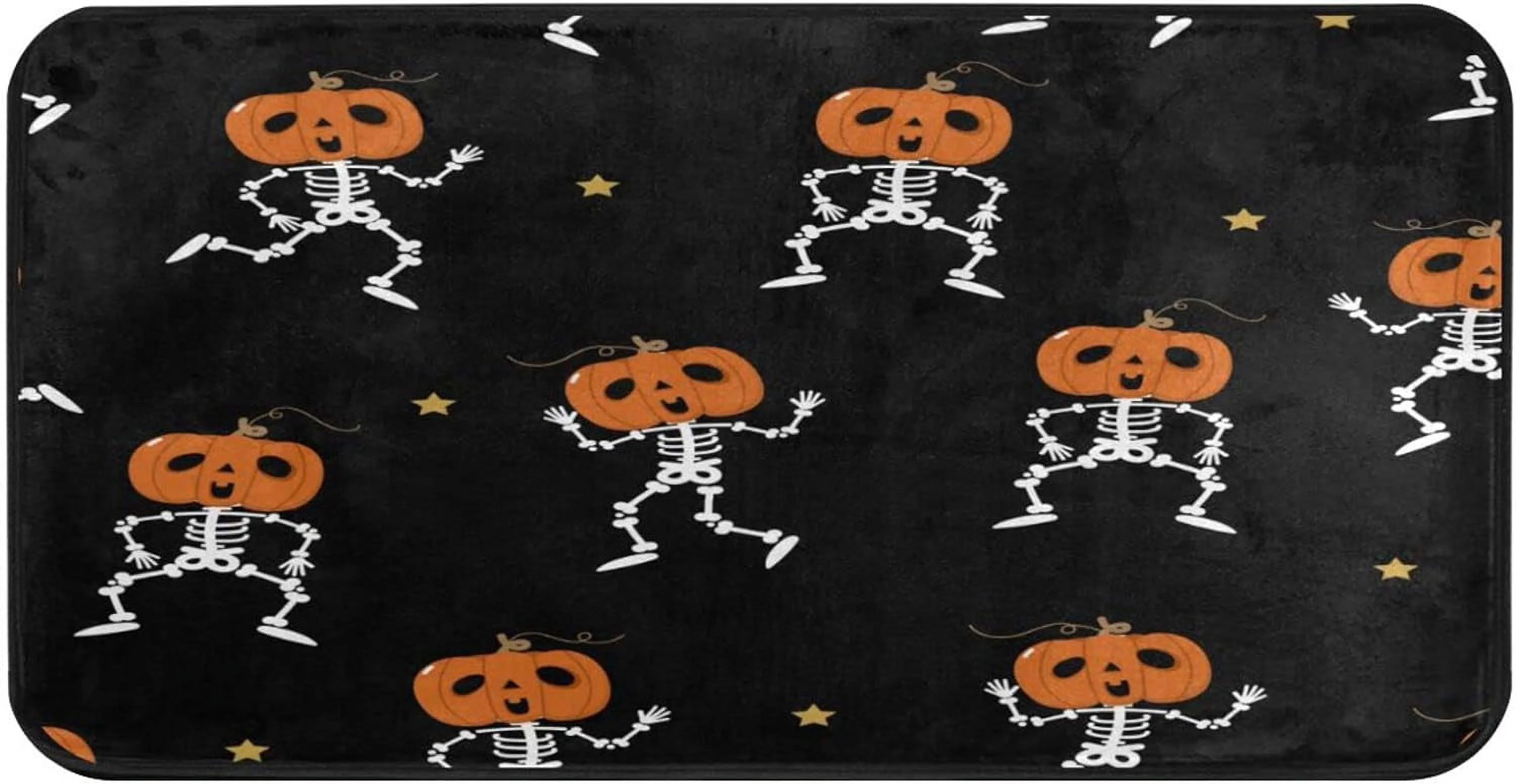 GZHJMY Halloween Pumpkin Skeleton Kitchen Rug Mat Anti-Fatigue Comfort Floor Mat Waterproof Non Slip Washable Kitchen Rug for Kitchen Washroom Bedroom Sink 39 x 20 inch