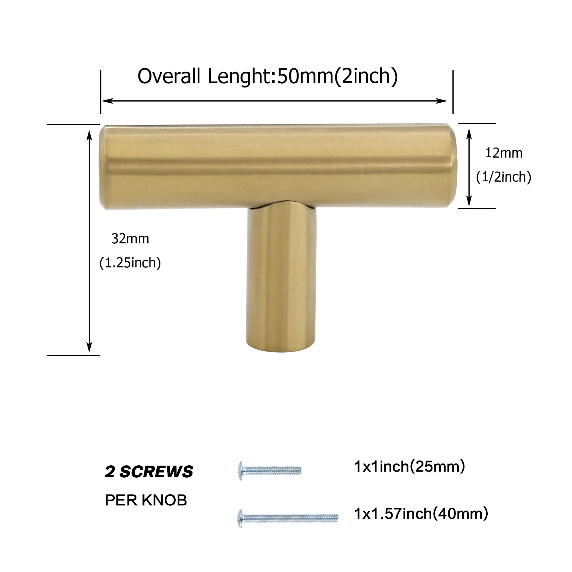 Lontan 30 Pack Brushed Brass Cabinet Knob Stainless Steel Drawer Knobs Gold Knobs for Kitchen Cabinets Cupboard Hardware Door Knobs