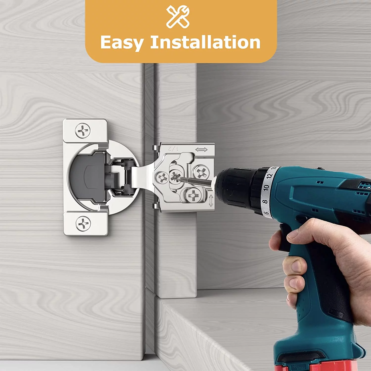 FURNIWARE 10 Pieces Soft Closing Cabinet Hinges, 1/2 inch Overlay Cabinet Hardware Hinges Nickel Plated- 105 Degree 1/2