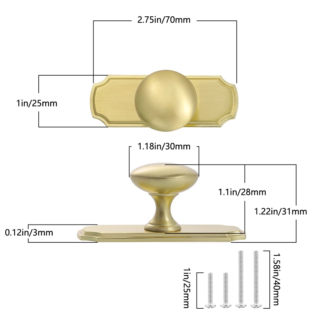 TOP-MAX 2PCS Zinc Alloy Closet Exterior Knobs Metal Handles Door Handles Cupboard Handles Closet Knobs (Gold)