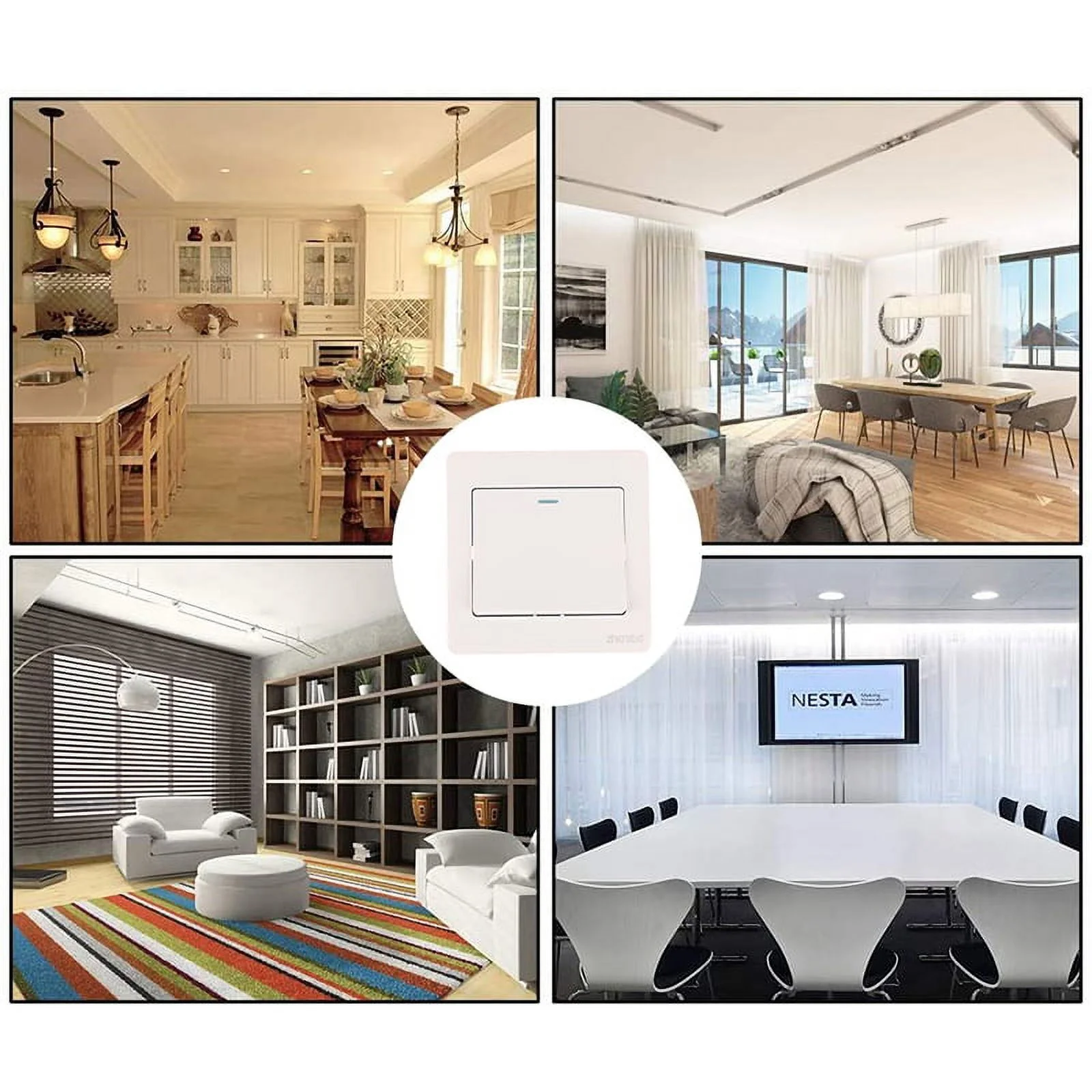 Wall Switch 1/2/3/4 Gang 1Way Button Wall Light Switch On / Off Push Button