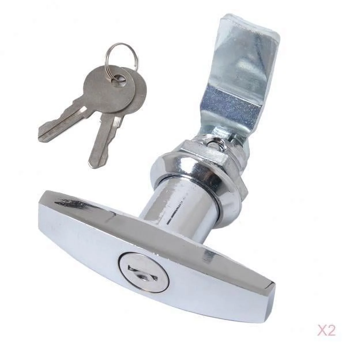 2pcs T Handle and Keys Set for Bottom & Side hinged Doors. Compatible Handle Hardware Parts - Chrome