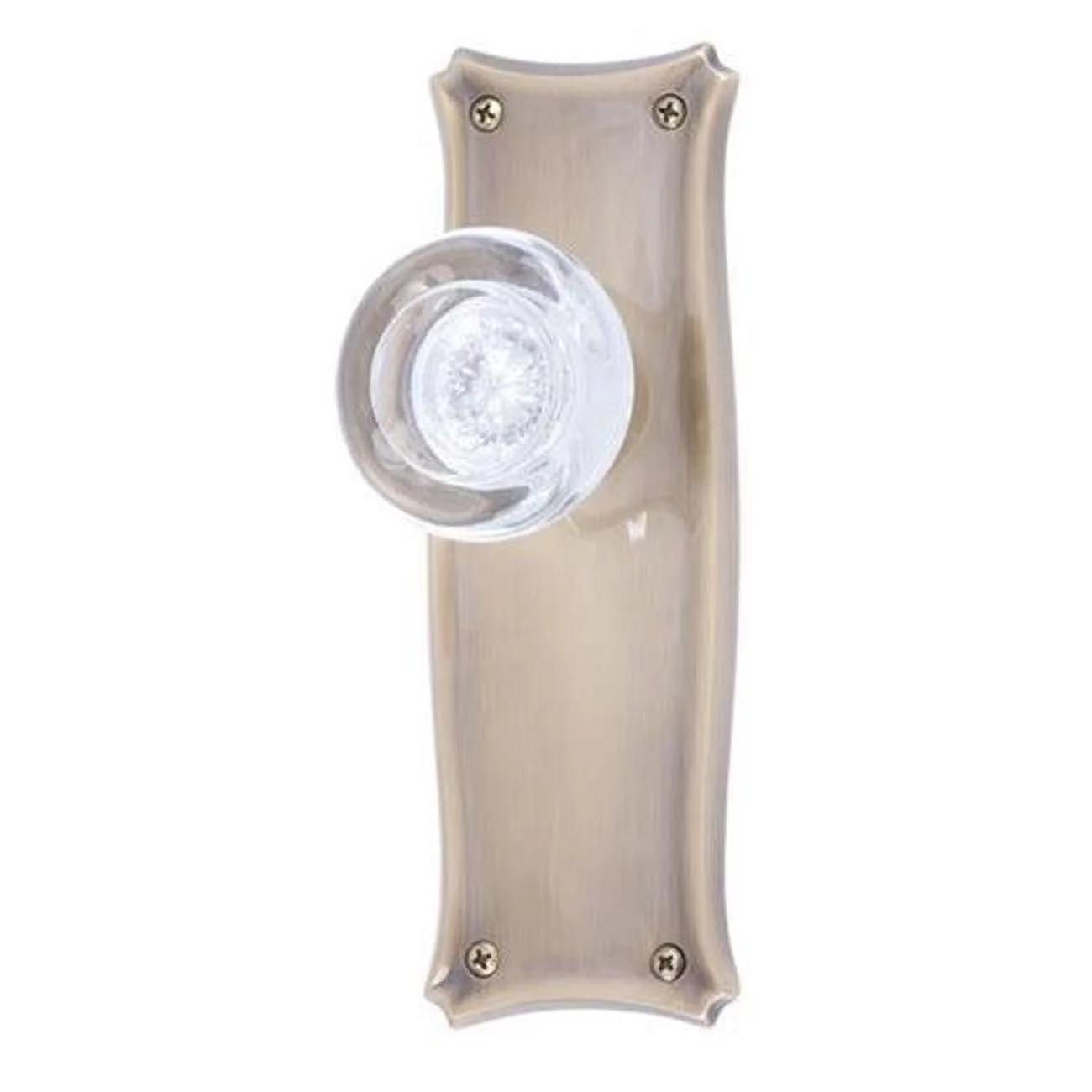 Manhattan 7.69 in. Dummy Door Knob Set with Privacy 2.38 in. Backset - Antique Brass Finish