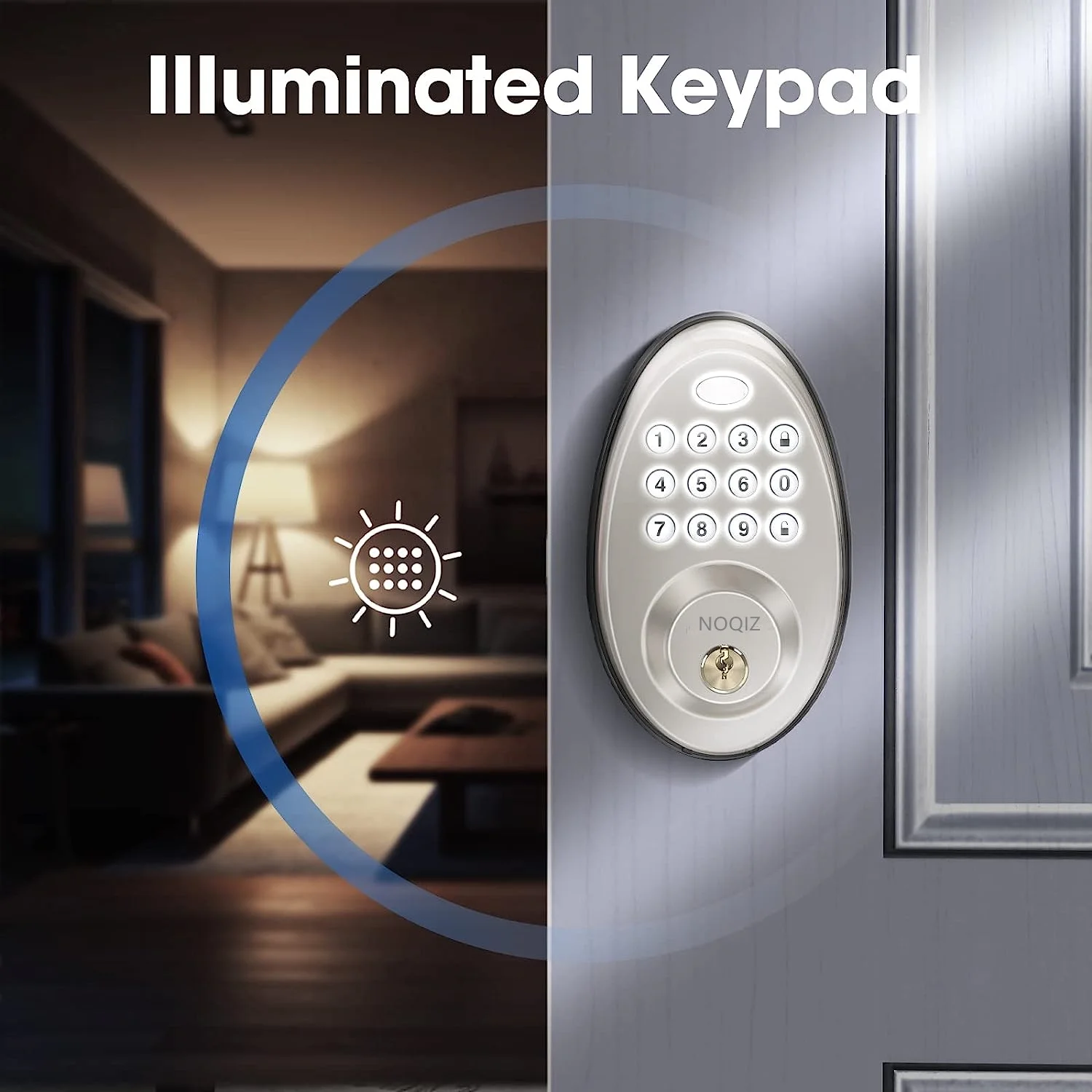 NOQIZ Electronic Keypad Deadbolt, Auto Lock, 50 User Codes, Backlit Keypad, Simple Installation, Security IP54 Waterproof, Smart Lock For Front Door, Home, Apartment - M30 SN