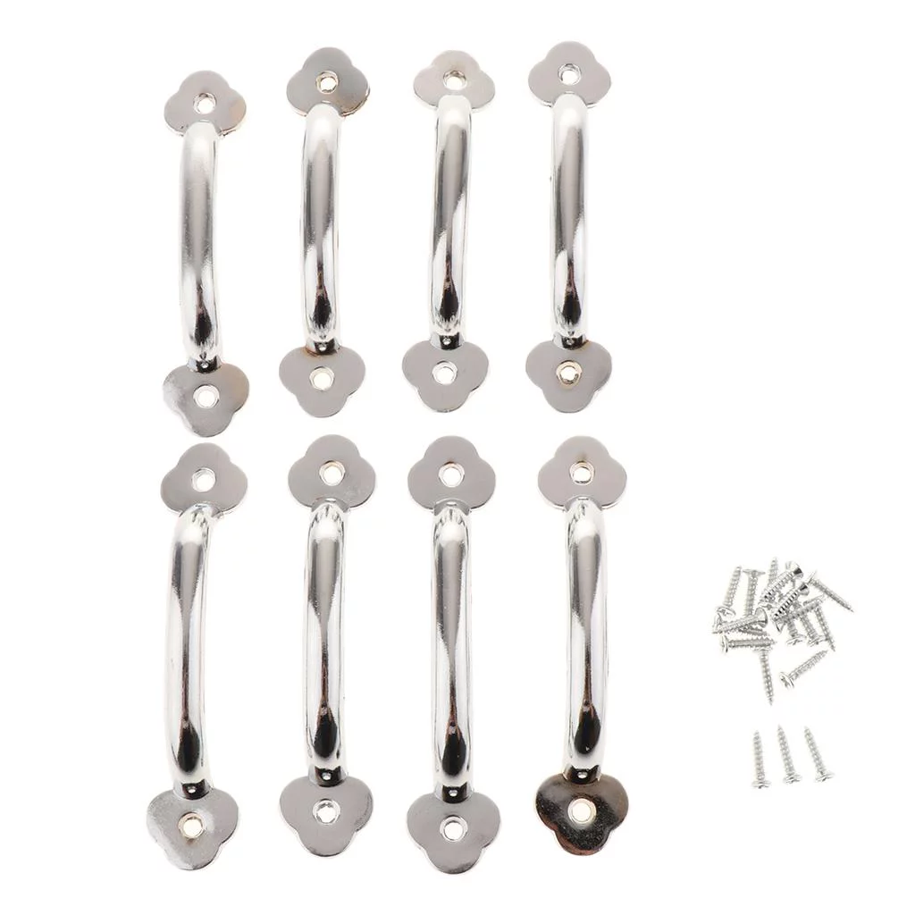 CUTICATE 10x8Pcs Antique Alloy Door Cabinet Knob Wardrobe Drawer Pull Handle Set Chrome