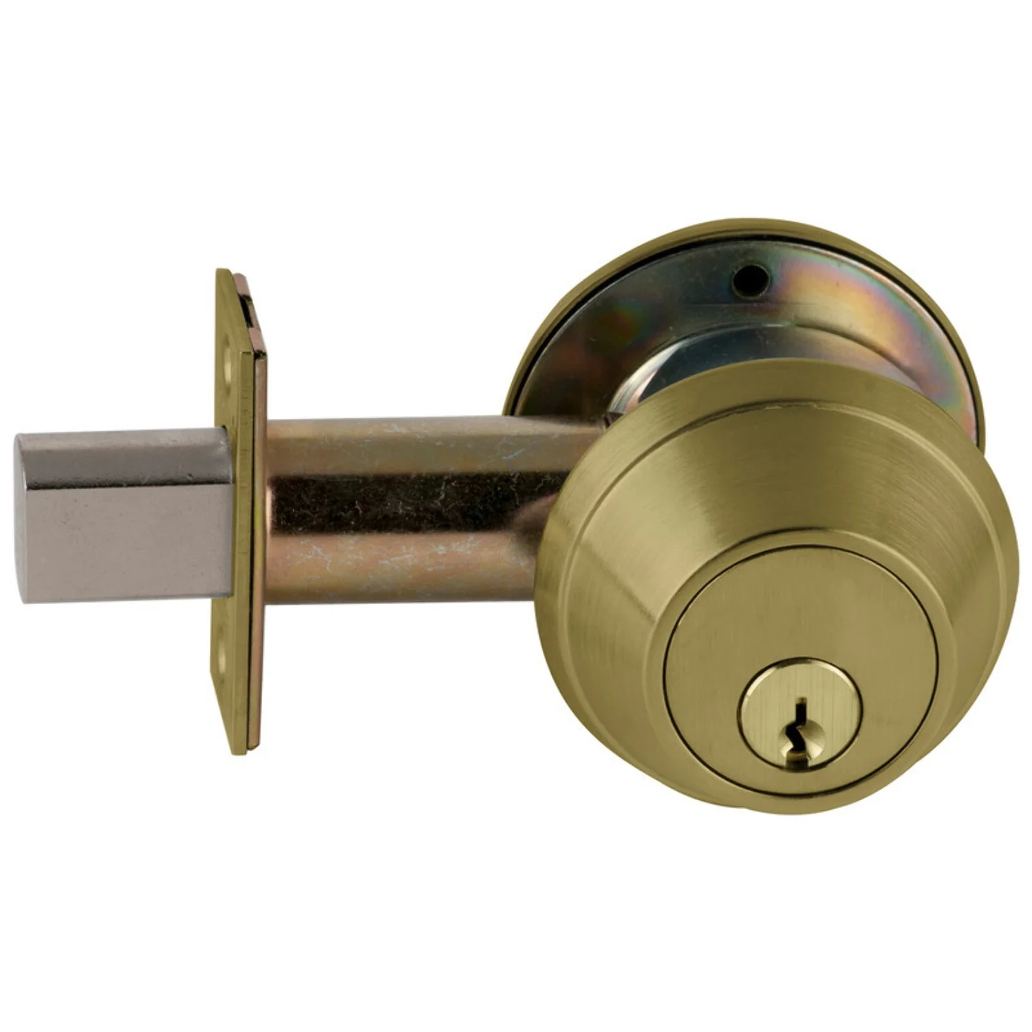 Schlage B660P 609 Grade 1 Single Cylinder Deadbolt 2-3/4 Backset Conventional 6-Pin Cylinder Keyed 5 Satin Brass Blackened Satin Relieved Clear Coated Finish