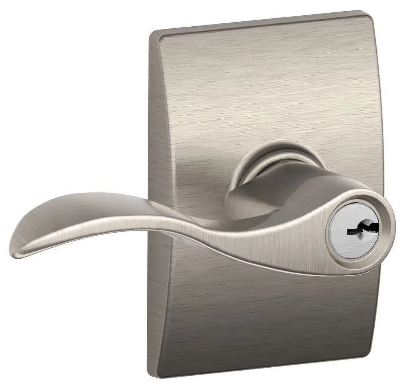 Schlage F51-Acc-Cen Accent Single Cylinder Keyed Entry Door Lever Set - Nickel