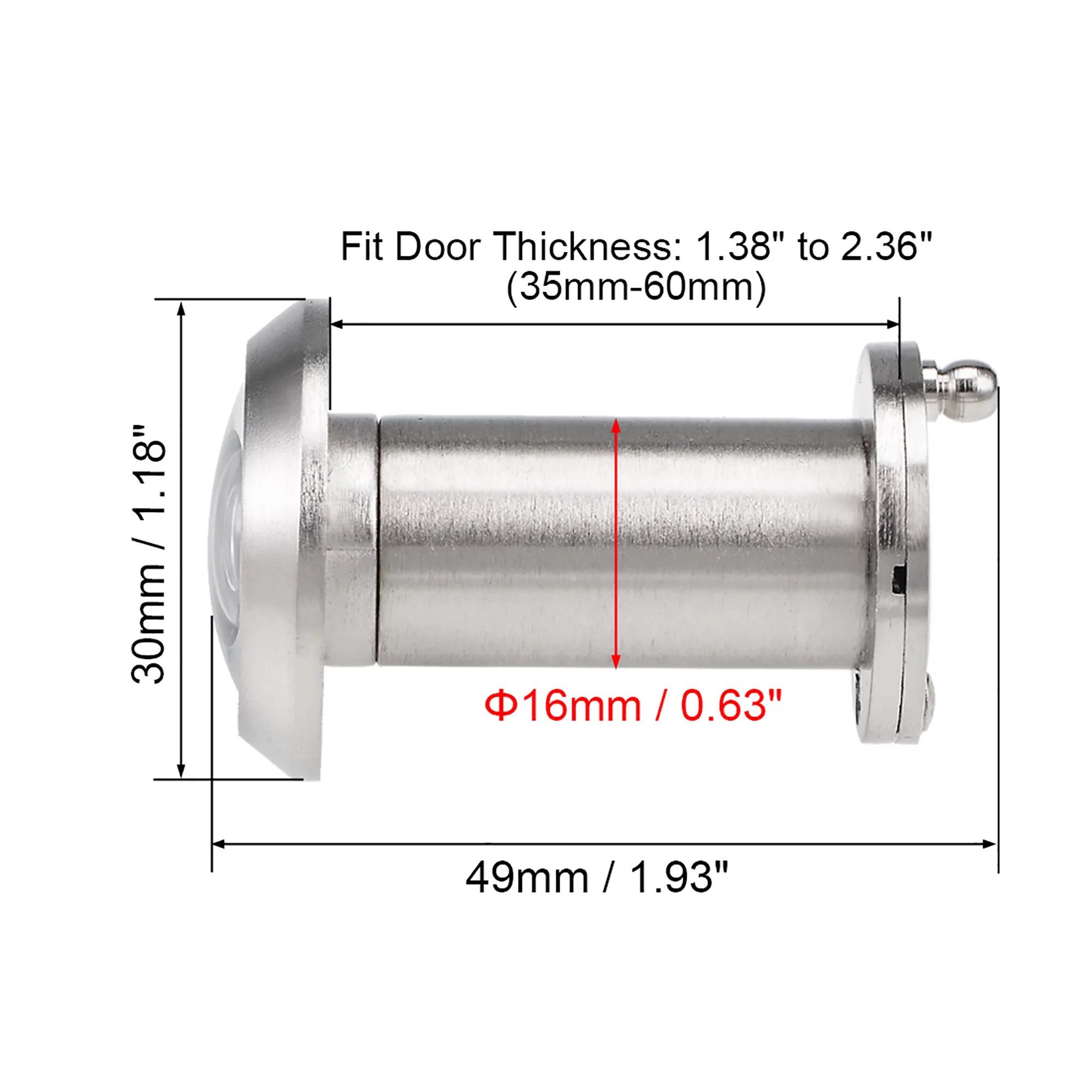 Brass 220-degree Door Viewer Peephole for 35mm-60mm Doors, Brushed Satin Chrome Finish, 2 Pcs