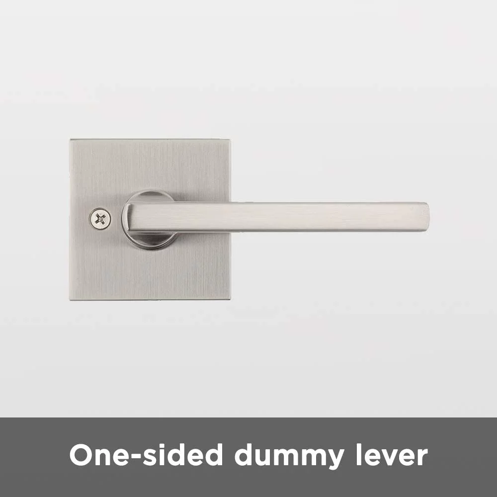 Kwikset Halifax Lever with Square Rose Half Dummy in Satin Nickel