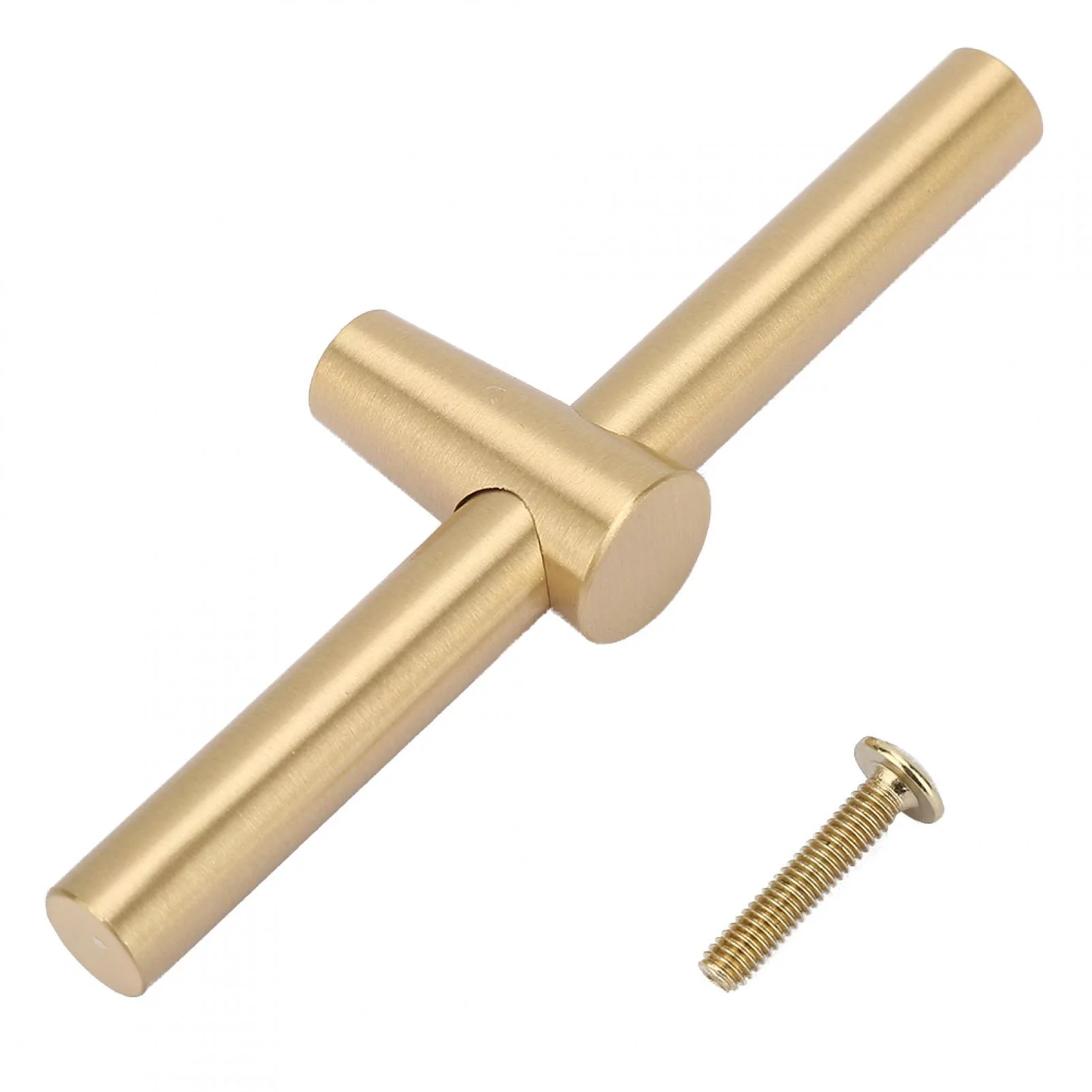 Buumin Brass Cabinet Handle Brushed Kitchen Cupboard T Bar Pull Handle Wardrobe Door Knob