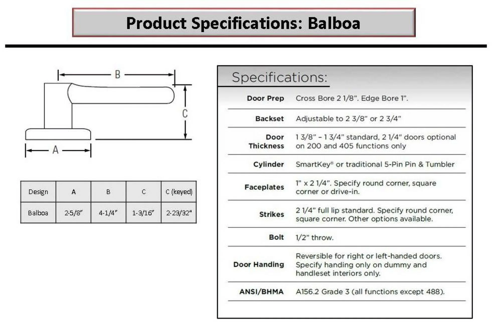 Kwikset 966Blrh.Univ Balboa Right Handed Lever Single Cylinder Interior Pack - Black