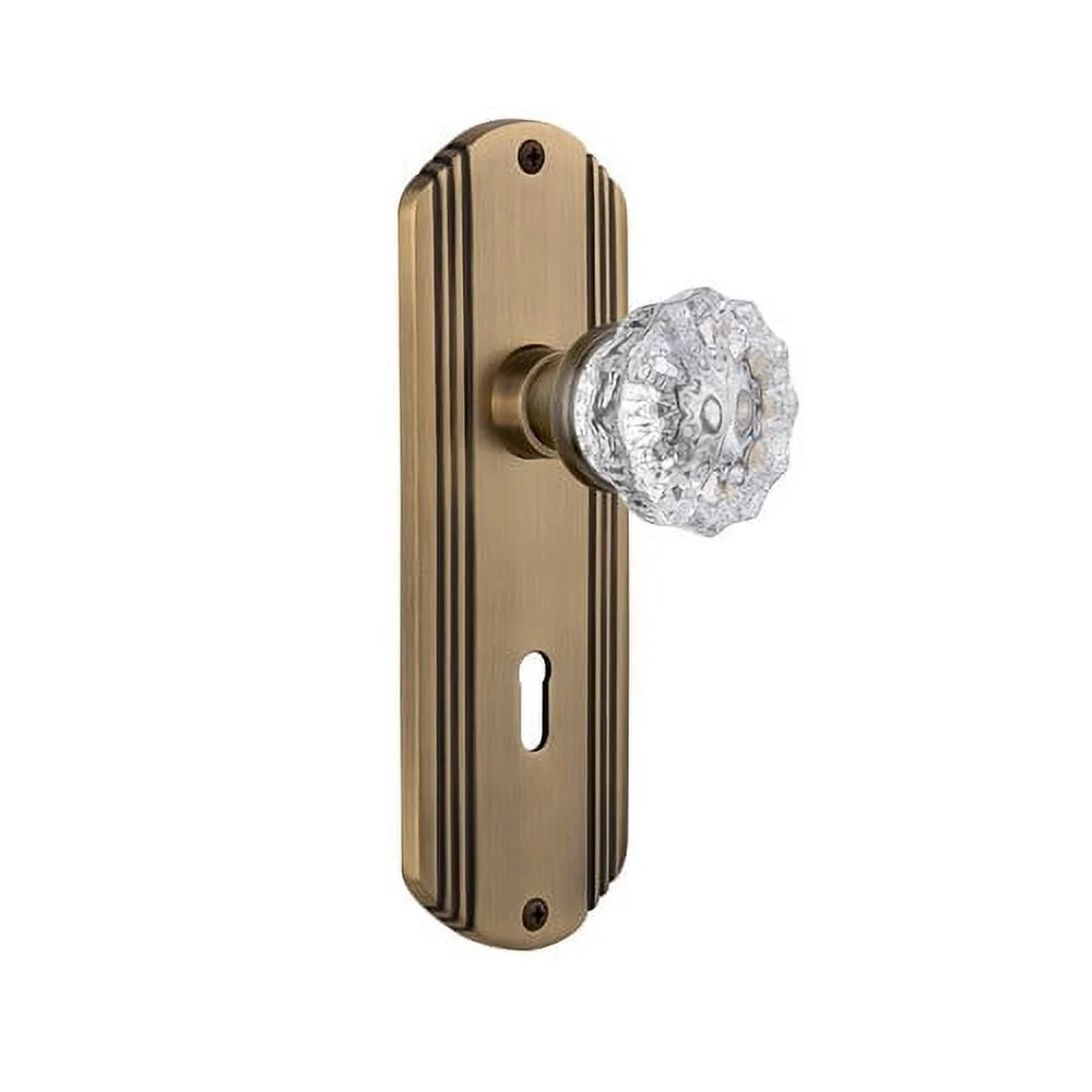 Nostalgic Warehouse Deccry_Prv_234_Kh Vintage Fluted Crystal Privacy Door Knob Set - Brass