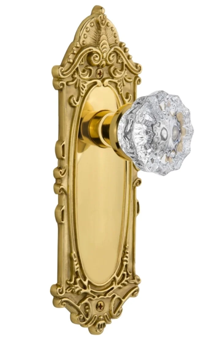 Nostalgic Warehouse Viccry_Dp_Nk Crystal Solid Brass Dummy Door Knob Set - Brass