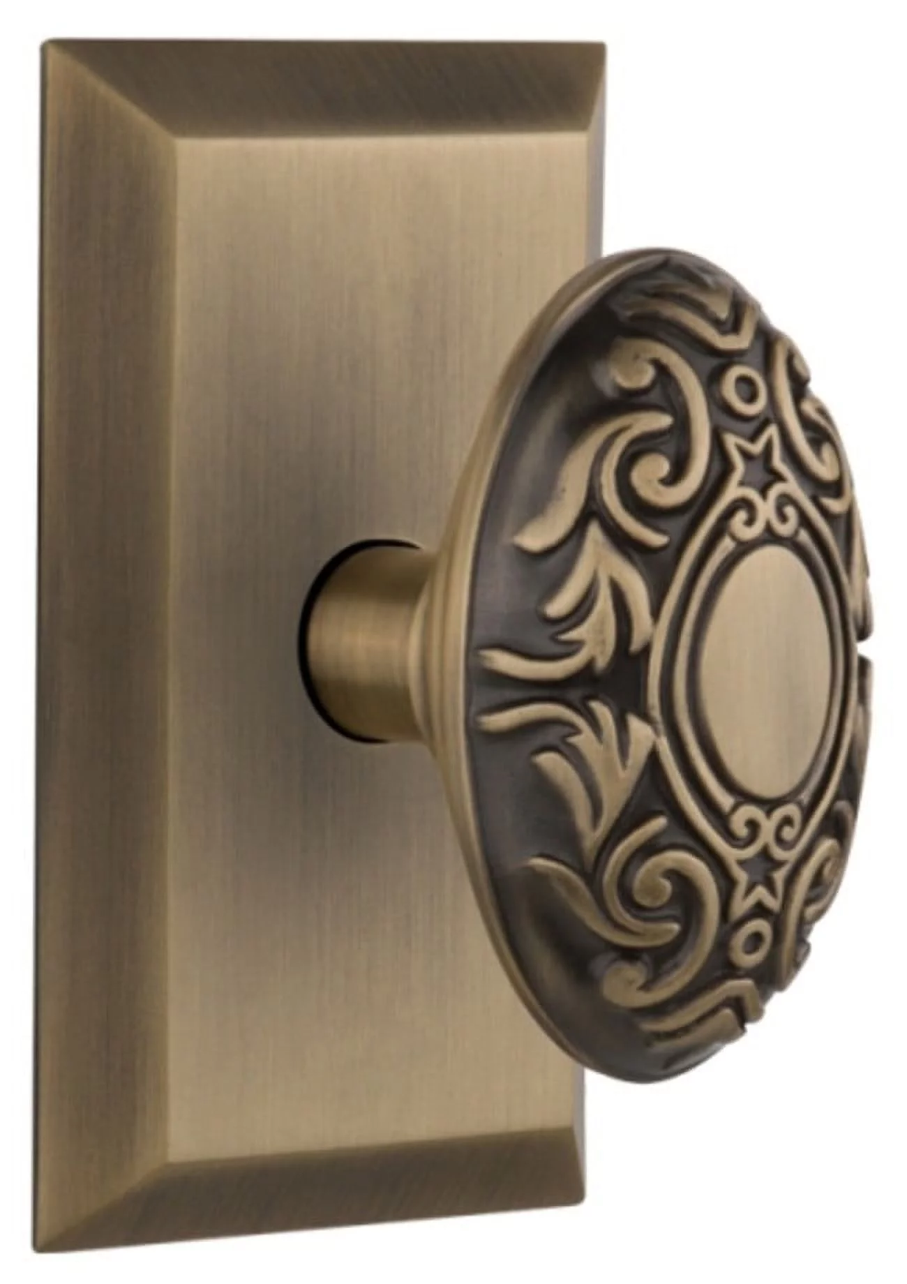 Nostalgic Warehouse Stuvic_Prv_234_Nk Victorian Solid Brass Privacy Door Knob Set - Brass