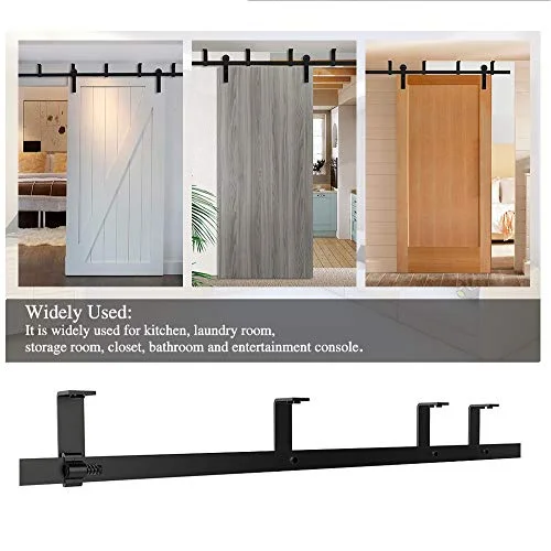 7.5FT Ceiling Mount Bracket Sliding Barn Door Hardware Kit Black,Strong Bearing, Low Ceiling L-Shape Bracket System, Fit 45