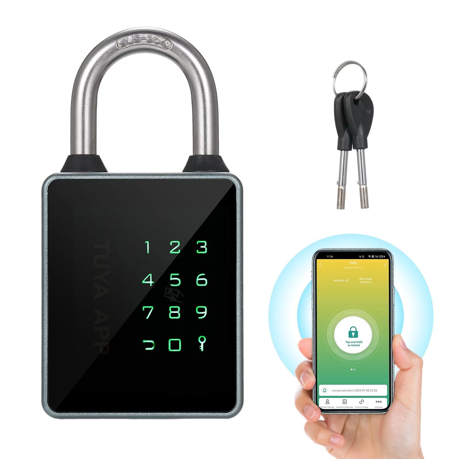 Shinysix Smart Padlock-Keyless Entry Front Door Lock-Water Resistant, APP Enabled for Home, Gate, Gym, School