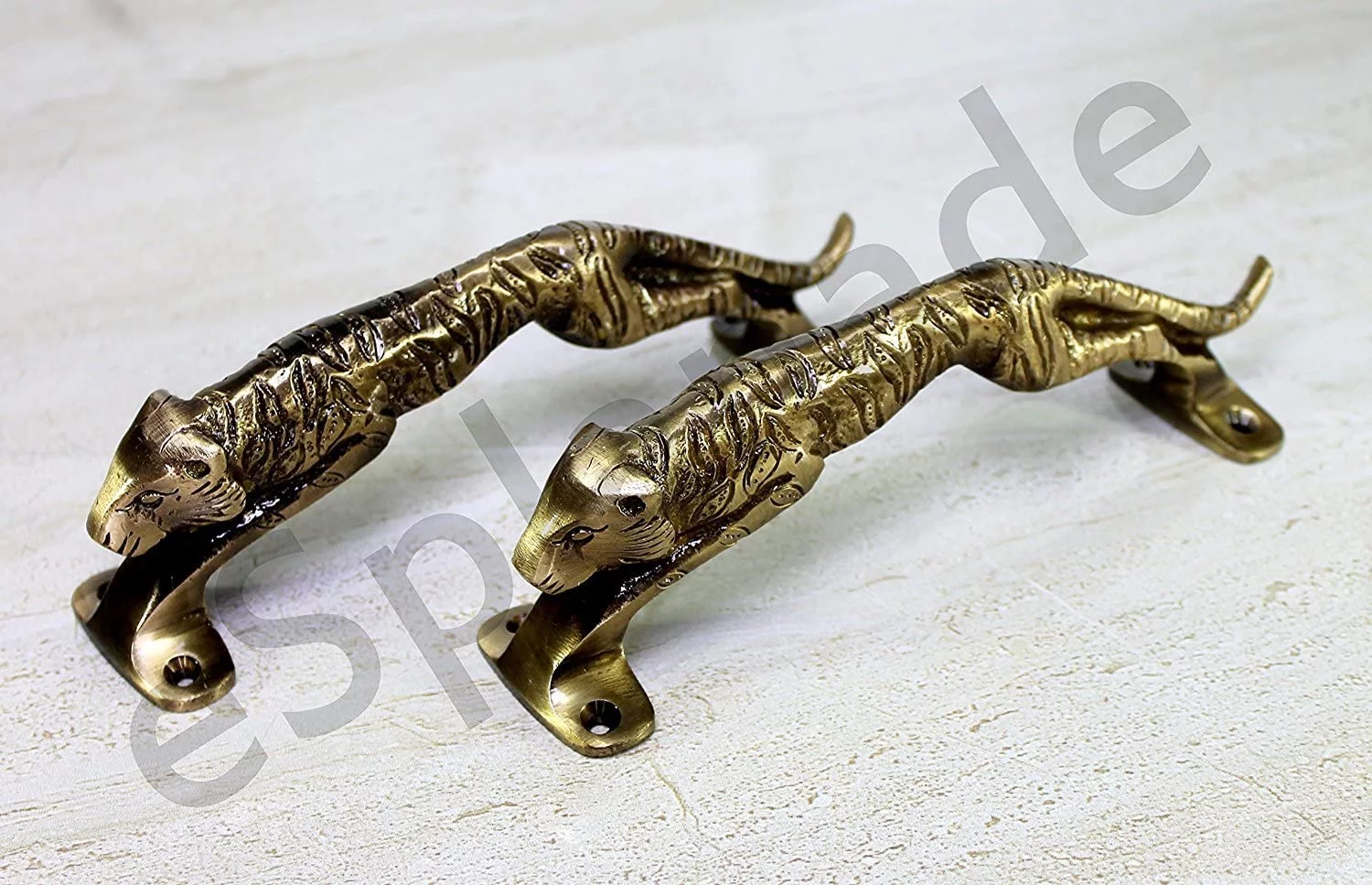 eSplanade - Jaguar / Tiger - Door Handles Door Pulls - 1 Pair (2 Handles Set) | Door Decor Accessories - Home Decor | Brass - 7.5