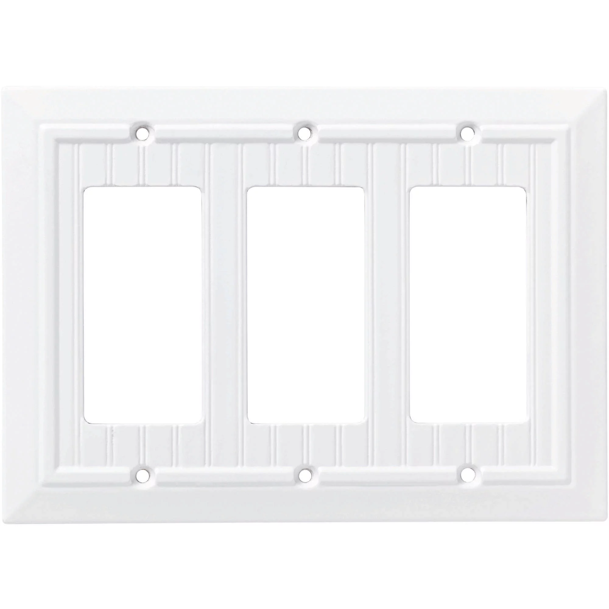 Franklin Brass Classic Beadboard Triple Decorator Wall Plate in Pure White
