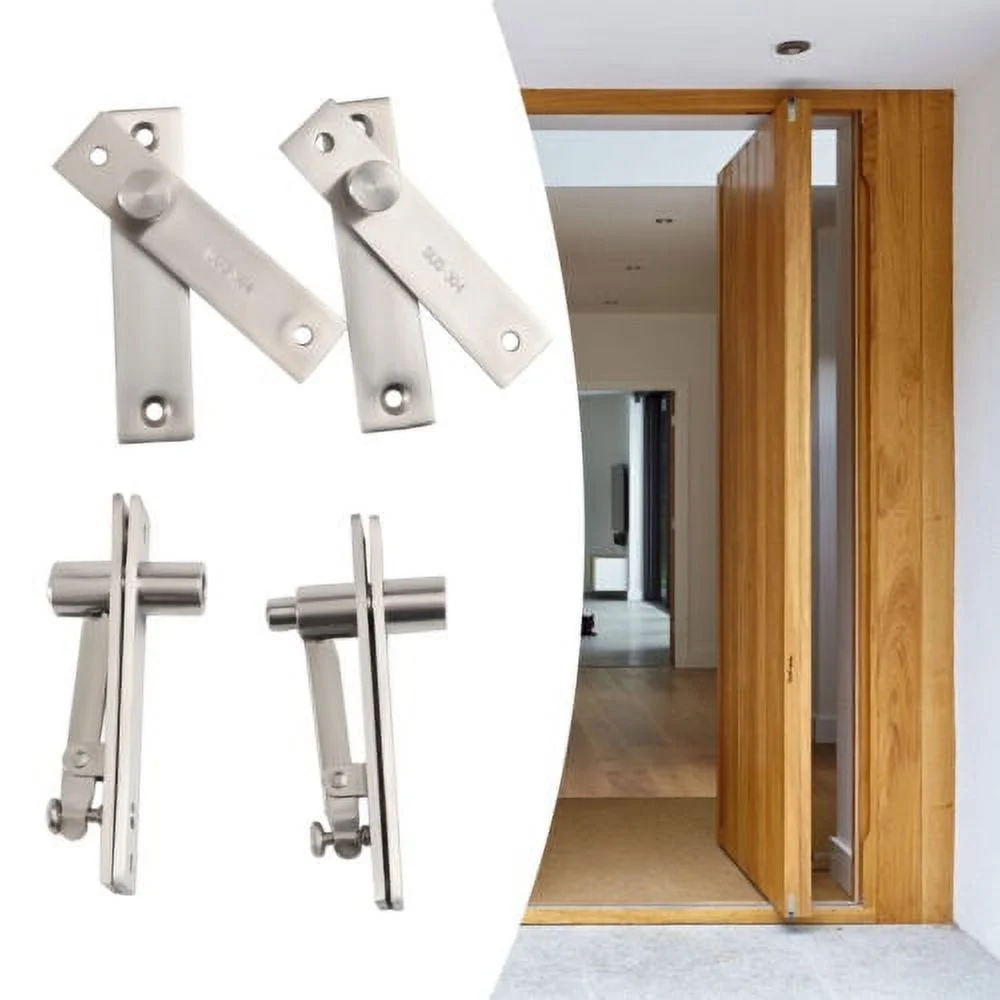 Heavy Duty 360 Rotating Hidden Hinges 2-Set Invisible Door Pivot Hinges Brushed