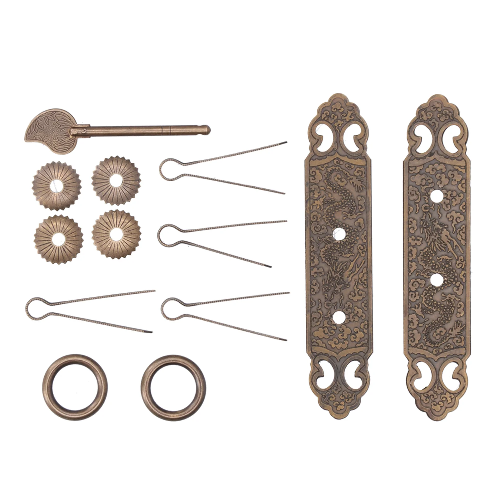 Buumin Door Handle Antique Brass Exquisite Pattern Straight Bar Handle Accessories for Cabinet Wardrobe