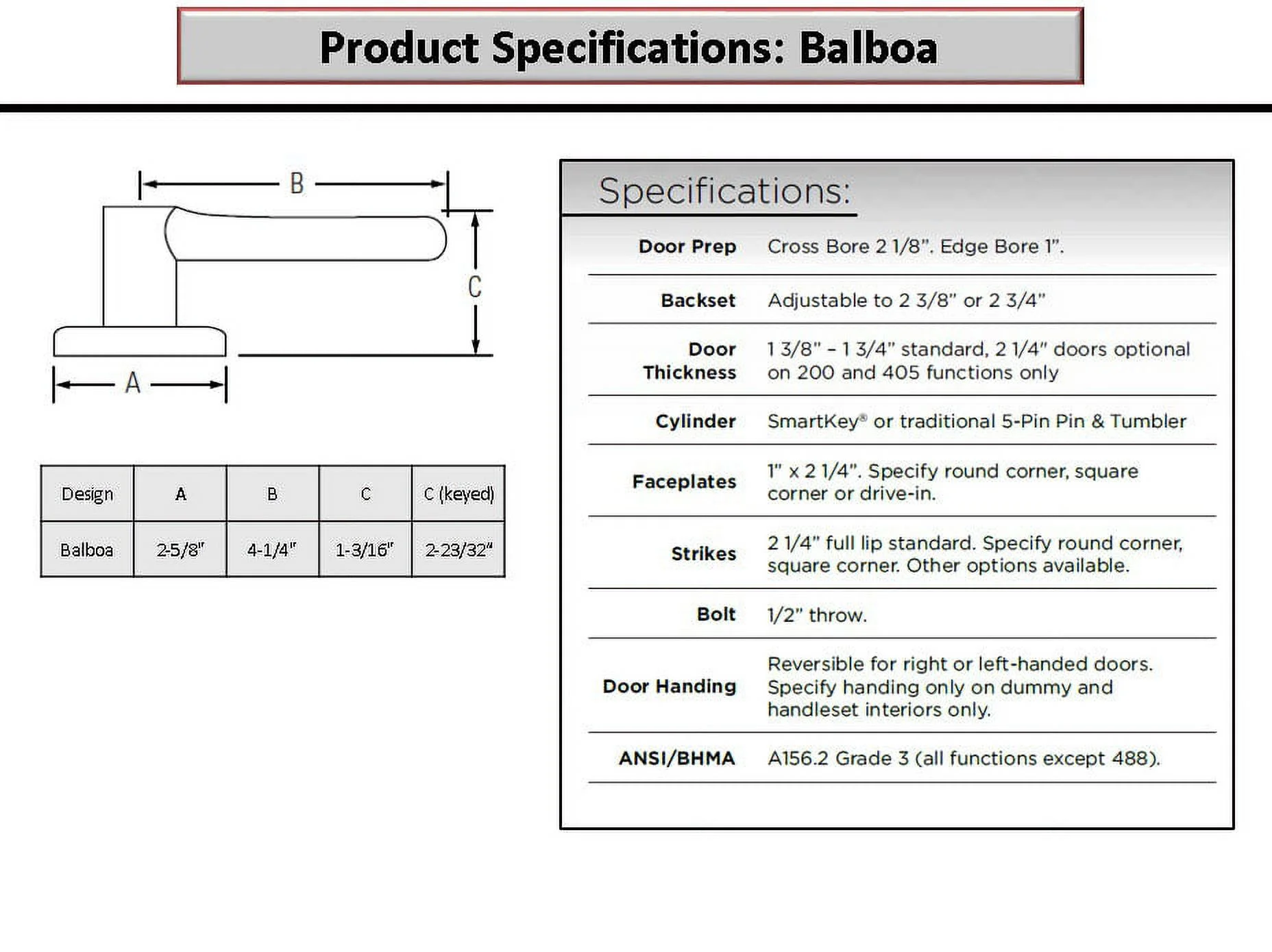 Kwikset 200BL-15V1 Balboa Passage Door Lever in Satin Nickel