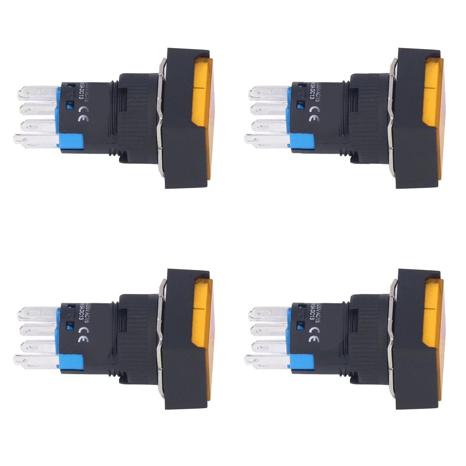 Uadme 25Pcs Micro Squares Push Button Switch - ABS Brass Self Locking Switches with Light 16mm 12V(Yellow)