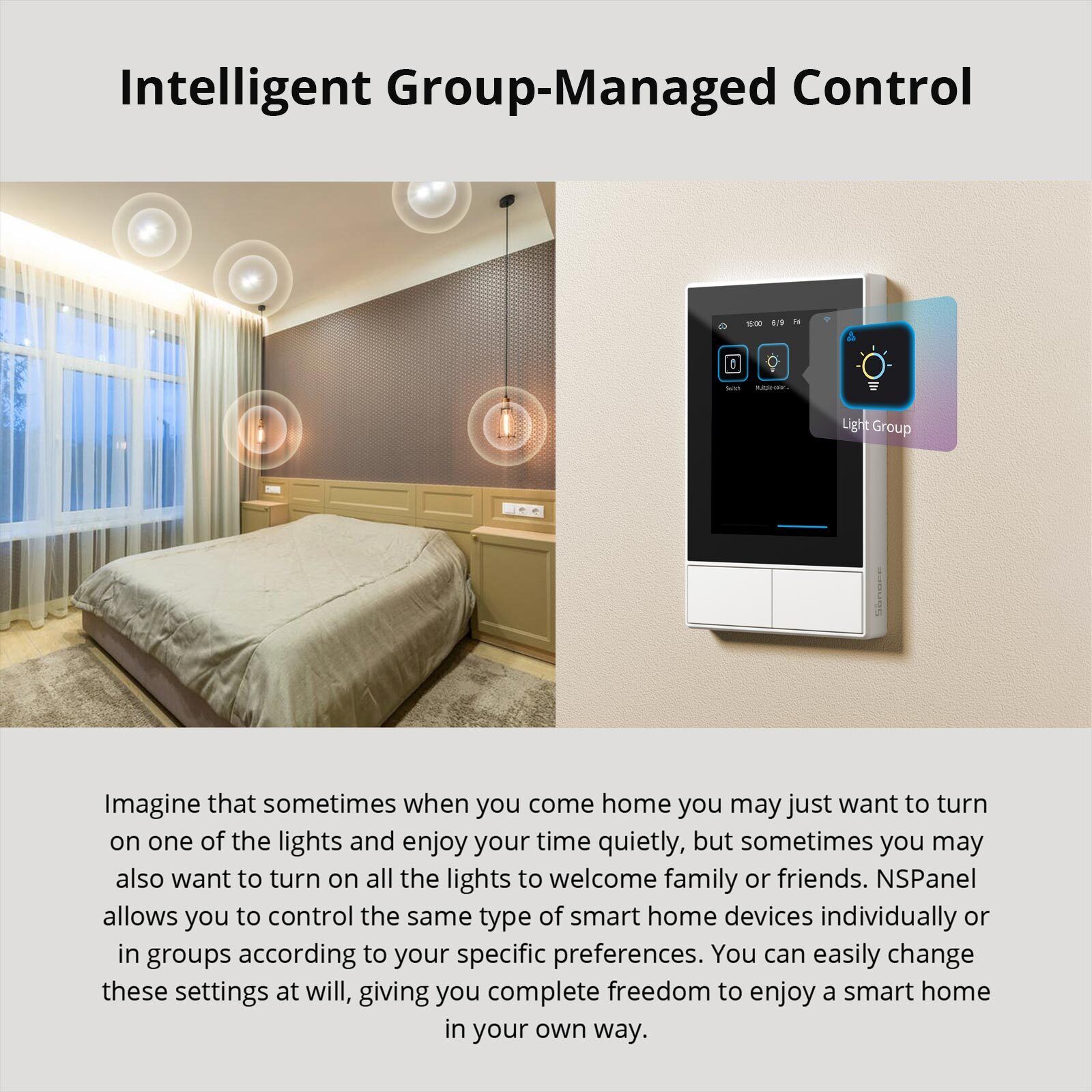 Sonoff WiFi Smart Scene Wall Light Switch Touch Panel Smart Home Center Control