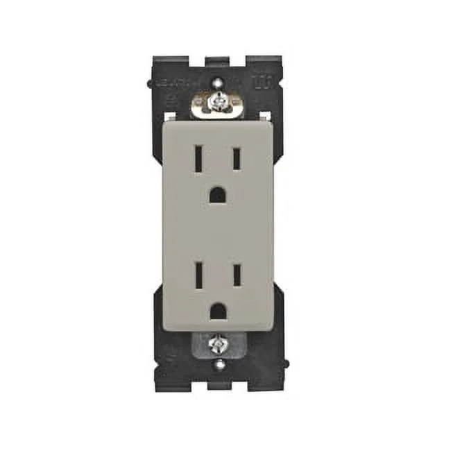 Leviton RER15-WS Duplex Receptacle Renu Tamper-Resistant 5-15R 15A 125V Back and Side Wired - Wood Smoke
