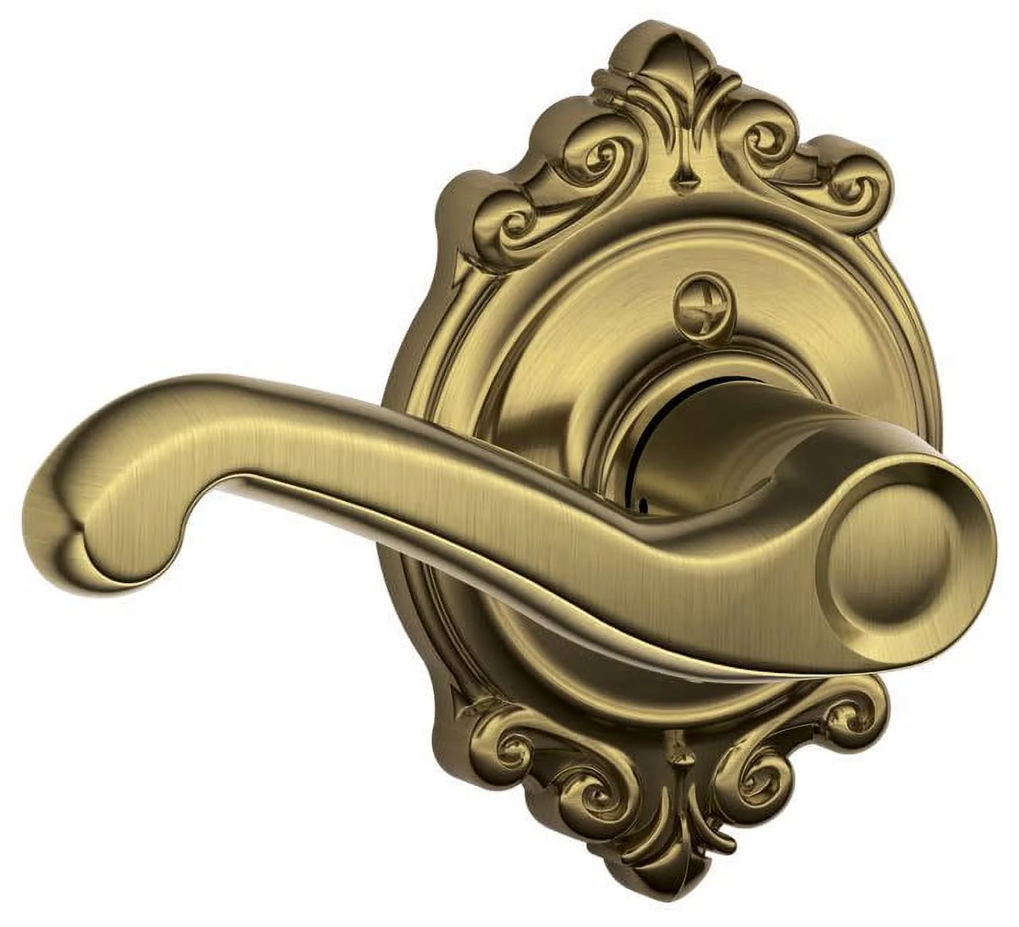 Schlage F170-Fla-Brk-Lh Flair Left Handed Non-Turning One-Sided Dummy Door Lever - Brass