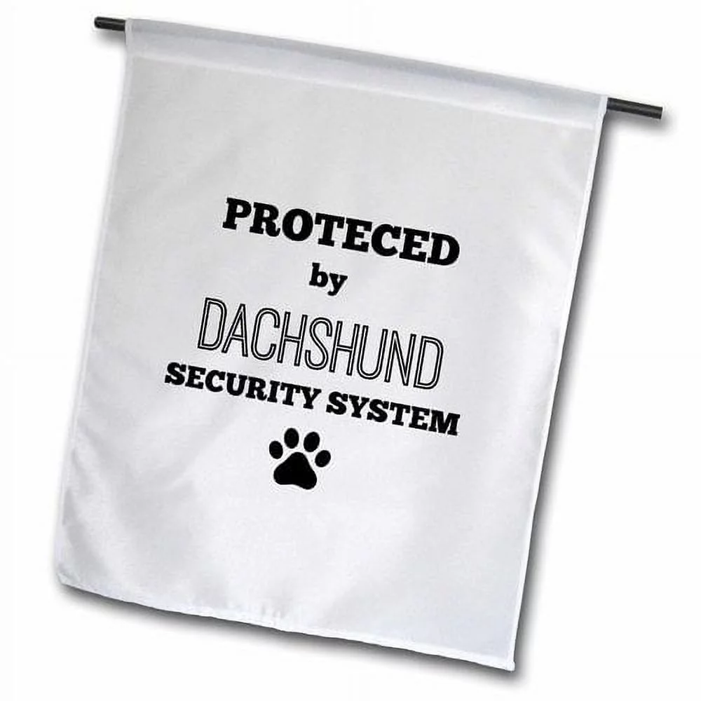 3dRose Protected by Dachshund Security System Polyester 1'6'' x 1' Garden Flag