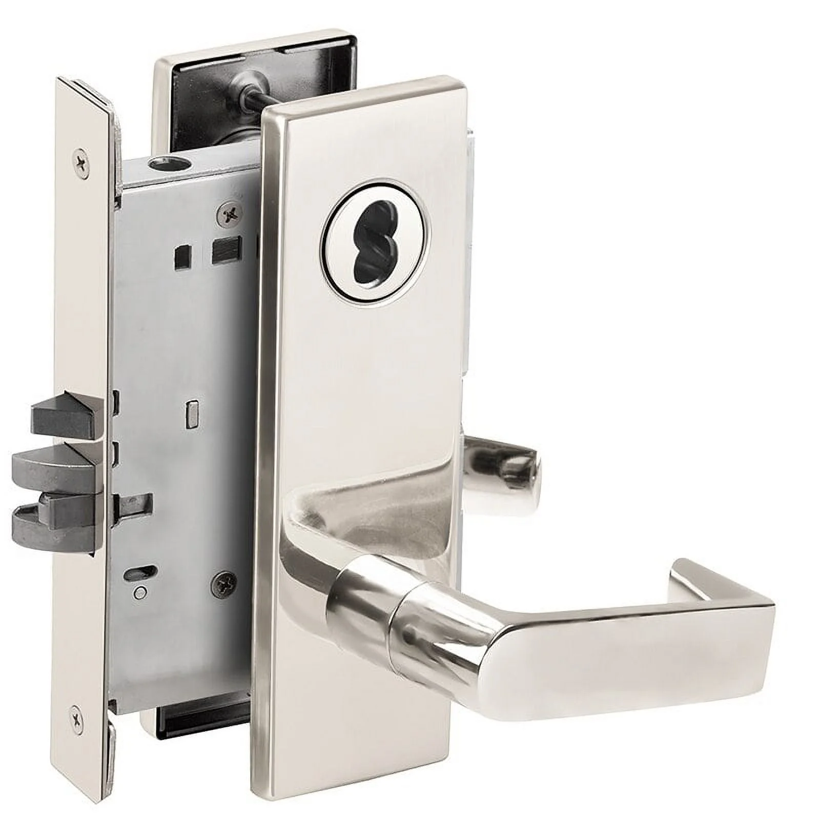 Schlage L9050J 06N 625 Grade 1 Entrance Office Mortise Lock Schlage FSIC Less Core 06 Lever N Escutcheon Bright Chrome Finish Field Reversible